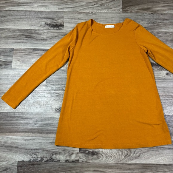 Bryn Walker Made in USA Size Small Orange Bamboo Blend Long Sleeve Tunic Shirt - Picture 2 of 7